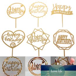 Happy Birthday Love Flag Cake Topper Acrylic Letter Gold Silver Cake Top Flag Decoration for Birthday Party Wedding Supplies Factory price expert design Quality