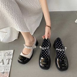 Casual Woman Shoe Modis Oxfords Shallow Mouth Round Toe Female Footwear 2021 Leather Retro Dress Summer New Fabric Hook & Loop Y0907