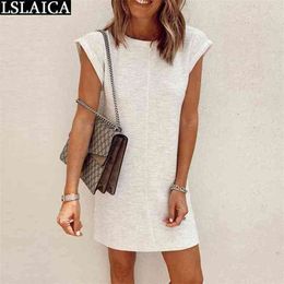 sale women dress white short sleeve high waist plus size party casual fashion elegant office mini club ladies 210515