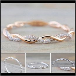 Band Jewelrywedding Jewellery Style Round Diamond Rings For Women Thin Rose Gold Colour Twist Rope Stacking In Stainless Steel 1705 Drop Deliver