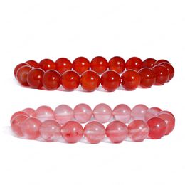 Red Natural Stone Bangle 10mm Elastic Rope Beaded Men Women Friend Gifts Charm Strand Jewellery