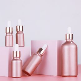 Pink Dropper Bottles Round Shape Empty E-liquid Glass Bottle W Gold Cap For Essential oil