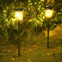 Lawn Lamps Outdoor Lighting LED Ground Garden Decorative Small Tube Solar Light Torch Waterproof Stake Lamp