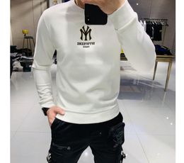 2021 new round neck sweater men's spring and autumn Korean version of the trend of embroidery simple long-sleeved t-shirt men's bottoming shirt top