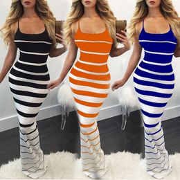 Women Summer Sexy Dress womens Striped Slim Off Shoulder Casual Bandage Bodycon Evening Party Long Maxi Skinny dresses fashion clothes clothing