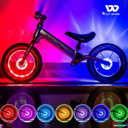 West Biking Bicycle Spoke Light LED Bike Wheel Light Scooter Light Kids Bike Accessories USB Front Tail Lamp 7 Colour Cycling Y1119