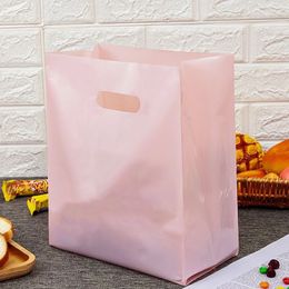 Plastic Handle Drink Containers Bags Salad Light Food Plastics Bag Solid Colour Handbag Dessert Packaging Foods Baking Bakery Cake Tote