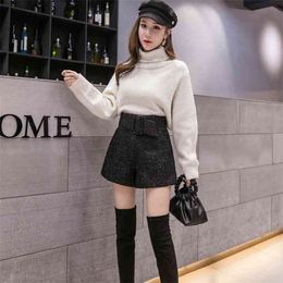 Autumn Winter Women's Shorts Korean Style Solid Color Casual Wide-leg High-waist Loose Female LL624 210506