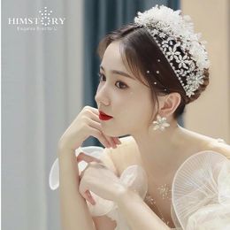 Hair Clips & Barrettes HIMSTORY Korean Cute Handmade Crystal Hairwear Brides Princess Tiaras Headbands Wedding Barrette Prom Party Head Jewe