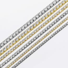 Width 3mm 4mm 5mm 18inch-24inch Gold Silver Colours Bling Round CZ Tennis Chain Necklaces Men Chain Fashion Jewellery