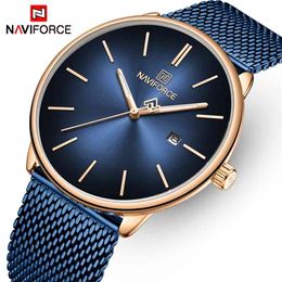 NAVIFORCE Top Luxury Brand Watches Men Quartz Watch Stainless Steel Waterproof Business Clock Wristwatch Date Relogio Masculino 210517