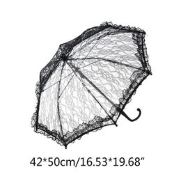 Fans & Parasols Lace Floral Umbrella Wedding Decoration Bride Handmade Pography Prop Parasol 3 Color With Different Patterns