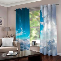 Curtain & Drapes Modern Living Room Curtains Blue Sky For Bedroom Luxury Blackout Shade Window Cortinas Para Sala