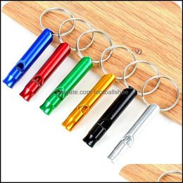 Keychains Fashion Aessories Aluminium Emergency Whistle Keychain Cam Hiking Outdoor Sports Tools Mti-Function Training Drop Delivery 2021 S2B