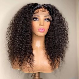 Kinky Curly Short Bob Black Colour Lace Front Wigs Natural Hairline For Women With Baby Hair Heat Reissistant Daily Wear