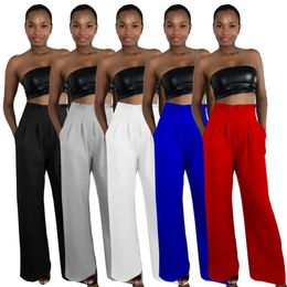 WUHE Autumn Streetwear Women Pants High Waist Zipper Baggy Black Pants Office Lady White Wide Leg Pants Fall Women Trousers Q0801