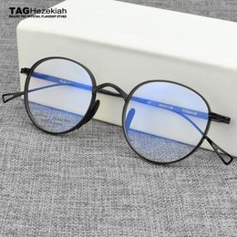 Retro Round Titanium Glasses Frame Men Brand Vintage Eyeglasses Myopia Computer Frames For Women Spectacles Fashion Sunglasses