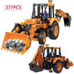 City Engineering Truck Vehicle Building Blocks Technical Car Road Roller Forklift Crane Mechanical Bricks Toys For Boy Q0624