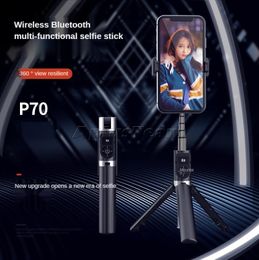 P70 3 In 1 Wireless Bluetooth Selfie Stick Portable Remote Control for IPhone Android Headphone Live Holder Tripod New