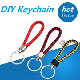 PU Leather Braided Woven Keychain Rope Rings Fit DIY Circle Pendant Key Chains Holder Car Keyrings Jewellery accessories in Bulk