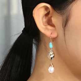Dangle & Chandelier 2021 New Irregular Natural Stone Imitation Pearl Drop Earring For Women Geometric Statement Earrings Wedding Jewellery Trinkets