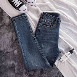 Slim Blue Skinny Jeans for Women High Waist Woman Denim Pencil Pants Stretch Ladies Plus Size 210922