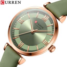 Curren 2021 Luxury Brand New Watches for Women Simple Quartz Leather Clock Female Elegant Wristwatches Q0524