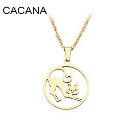 Stainless Steel Necklaces for Women Jumping Cat Choker Pendant Gift Engagement Jewellery