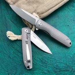 High End Small Ball Bearing Flipper Folding Knife 14C28N Satin Blade TC4 Titanium Alloy Handle Outdoor EDC Pocket Fold Knives