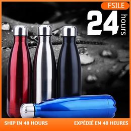 FSILE350/500/750/1000ml Double-wall Creative A free Water Bottle Stainless Steel Beer Tea Coffee Portable Sport Vacuum thermos 220217