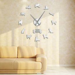 -Relógios de parede Alaskan Malamute Long Handsfrium Big Hora Clock Mally Cachorrinho Cães Posturas Art Hanging TimeSpieces Watch Decor
