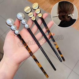 Simulated Pearl Hair Stick New Fashion Metal Geometric Hairpins For Girls Gifts Hairstyle Design Tools Wedding Party Hair Decorate