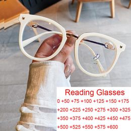 Sunglasses Elegant White Oversized Round Reading Glasses Frame Fashion Large Clear Lens Presbyopia Eyeglasses TR90 Blue Light 2022
