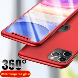 360 Full Phone Cases With Tempered Glass For iPhone 11 12 Pro Max XS SE XR 6 7 8 Plus Samsung S30 S21 Ultra Hard PC 2 in 1 Cover