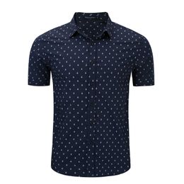 Brand Men's Black Dress Shirt Men's Regular-fit Short-Sleeve Pure Cotton Shirt Fashion Dots Shirts 210527