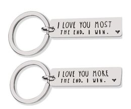 Party Favour Charm Key ring I LOVE YOU MORE THE END Letter Strip Metal Couple Keychain Keyring Holder Decor Key Chain Valentine's Day Gifts SN3232
