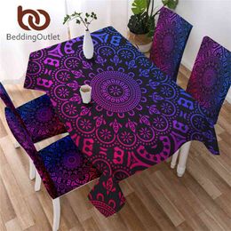 BeddingOutlet Mandala Table Cloth Bohemian Floral Decorative Cover Colorful Flower cloth for Kitchen Dinning Room 210626