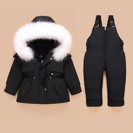 Children Down Coat Jacket+jumpsuit Kids Toddler Girl Boy Clothes Down 2pcs Winter Outfit Suit Warm Baby Overalls Clothing Sets H0909