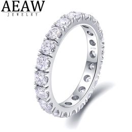 AEAW Solid 14K White Gold Round Enternity Full Diamond Band 2.5mm 1.5ctw DF Colour For Women 211217