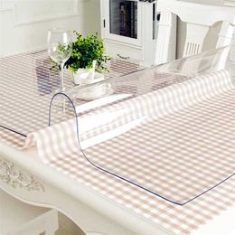 Table Cloth PVC Soft Glass Rectangular cloth Silicone Waterproof Transparent Cover for Home Kitchen Dining Room 211103