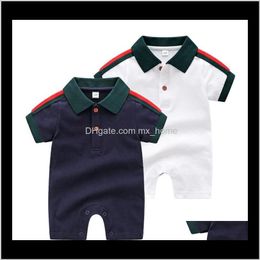 2021 Baby Boys Girls Summer Toddler Short Sleeve Jumpsuits Cotton Infant Turndown Collar Onesies Kids Clothes Xq440 Nav3F