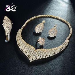 Earrings & Necklace Be 8 Fashion Women's Wedding Bracelet Jewelry Set Cubic Zirconia Gold Color Ring Bijoux Femme S292