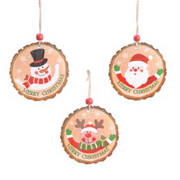 9 Designs Christmas Tree Pendant Christmas Pattern Wooden Hollow Snowflake Snowman Bell Hanging Decorations Colorful Home Festival RRD6808