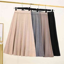 Plus Size Women's Autumn and Winter Wear Fat Sister Western Style Loose Thin Knitted Mid-length Skirt HK131 210507