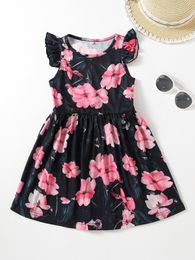 Toddler Girls 1pc Floral Print Ruffle Sleeve Dress SHE