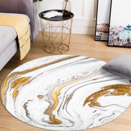 Carpets Modern Fashion White Marble Pattern Round Rug Bedroom Bedside Area Coffee Table Mat For Living Room RC08