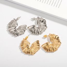 Stud TARCLIY Vintage Irregular Texture Metal Half Flower Earring Exaggerated Temperament Women Fashion Party Jewellery