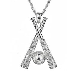 Titanium Sport Accessories Pendant Necklaces silver HIP Hop Chain Stainless Steel Baseball Bling Iced Out Gold Color Pendants & For Men Jewelry Drop