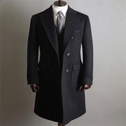 Classic Custom Made Tuxedos Winter Solid Windbreaker Jacket 2022 Men Coat Fashion Long Trench Coats Lapel Business Overcoat