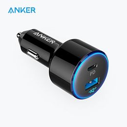 Anker 49.5W PowerDrive Hızı + 2 USB C Araç Şarj, Bir 30W PD Macbook iPad iPhone 19.5W S9 / S8 vb için hızlı şarj portu